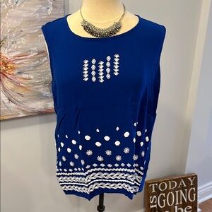 🤩SHOW SPECIAL - CLASSIC EDITIONS  blue tank with white seashell print size  XL